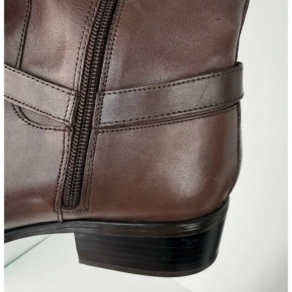 Lauren Ralph Lauren Marion Burnished Leather Riding Boots, Brown, 9.5B Wide Calf - Picture 15 of 16